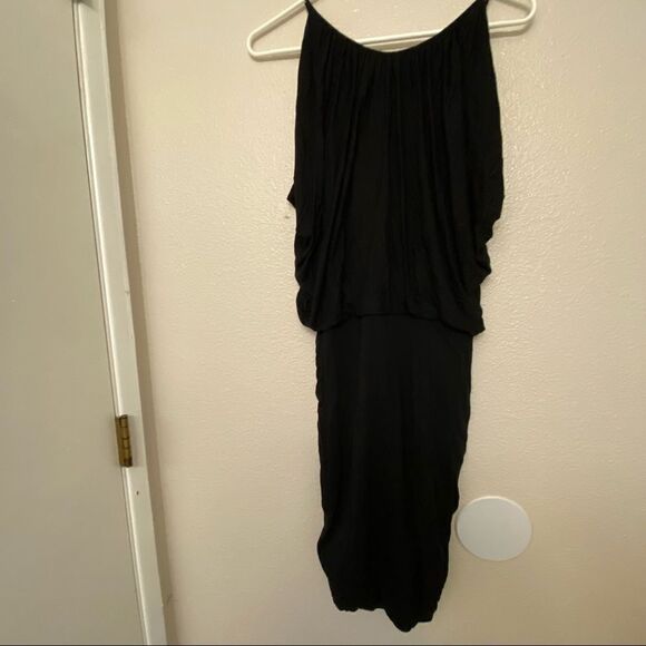BCBGMaxazria Doris Black Dress Bodycon Size Ruched Zipper skirt romantic goth M - Picture 3 of 11
